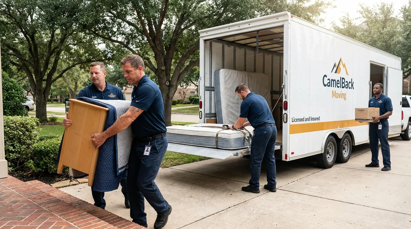 Crew loading residential truck for cross-state move from Woodbury Heights, NJ