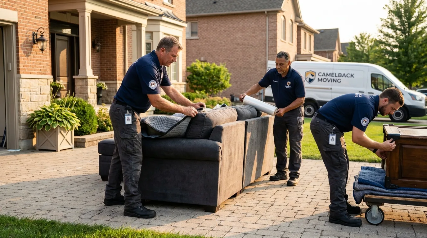 Large estate moving crew wrapping furniture in Woodbury Heights, NJ