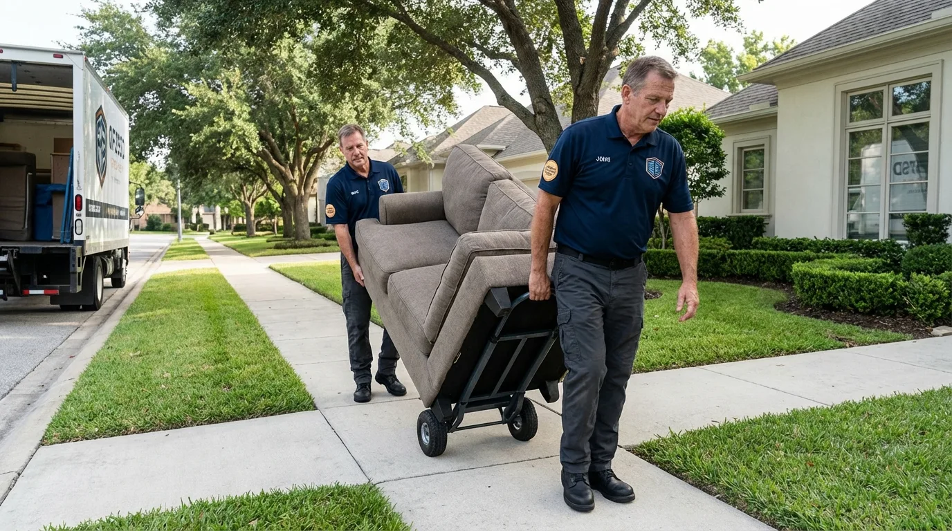 Local residential moving crew loading furniture in Woodbury Heights, NJ