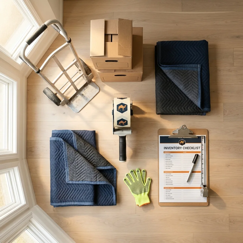 Professional moving supplies and packing materials layout for Woodbury Heights residential relocations